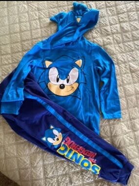 Sonic The Hedgehog Blue Kids Hoodie & Pants Set size 8